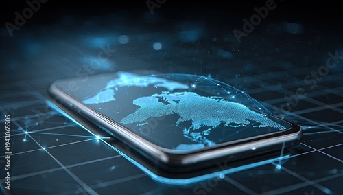 Wallpaper Mural Global Connectivity and Digital Communication on a Smartphone. Torontodigital.ca