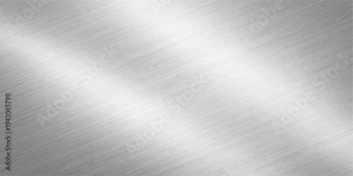A smooth industrial silver aluminum sheet features a polished brushed metal texture on a shiny stainless steel plate surface with a grey metallic reflection pattern