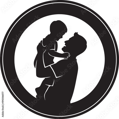 Silhouette of a man holding a little girl tightly