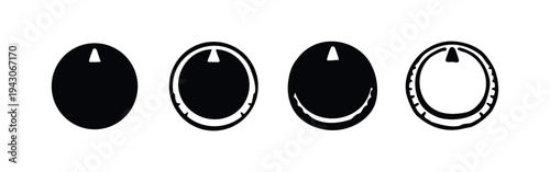 Oven Knob or Kitchen Appliance Control Dial Icon Set. Cooking Temperature Regulator Symbol.