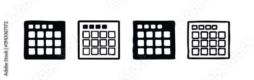 Music Production Sampler or Drum Pad Controller Icon Set. Beat Maker Device Symbol.