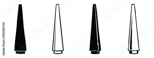 Reamer or Tapered Punch Hand Tool Icons Set. Metalworking and Drilling Instrument Vector.