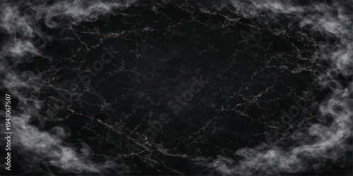 Abstract motion of white smoke and dark clouds creates a textured storm background with light fog against a black night sky