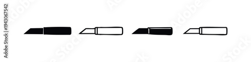 Professional Box Cutter and Utility Knife Icon Collection for Crafts and DIY Projects