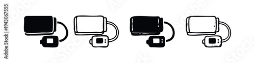 Digital Blood Pressure Monitor Icons: Health, Medical, and Wellness Devices Collection