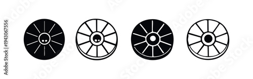 Mechanical Gear and Wheel Icons Set: Industrial Components and Machine Parts Collection