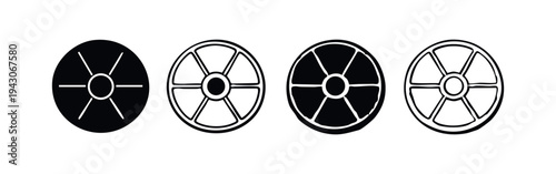 Radial Fan and Circular Vent Icons Set: Airflow and HVAC System Components