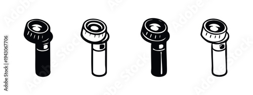 Flashlight and Torch Light Source Icons Set in Solid and Outline Styles