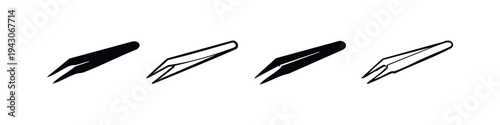 Tweezers Tool Icons Set for Beauty, Medical, and Precision Use