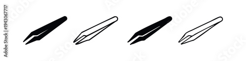 Tweezers icon set for beauty, medical, and electronic applications