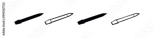 Stylus Pen Digital Writing Tool Icons Set for Tablets and Touchscreens