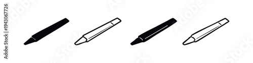 Pen or marker icon set, suitable for writing, drawing, and office supplies