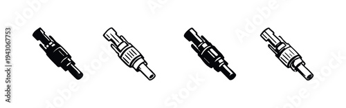 MC4 connector icon set for solar panels and photovoltaic system connections