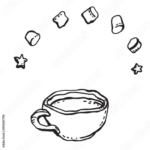 Cup with drink and marshmallows