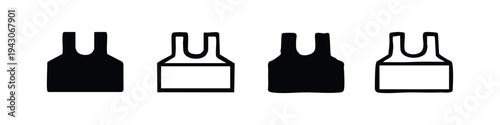 Tank Top T-Shirt Icons Set for Fashion and Sportswear Design