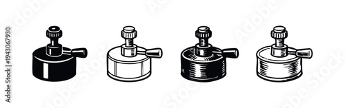 Industrial Gas Regulator Valve Icons Set for Plumbing and Engineering
