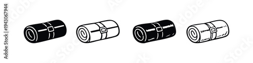 Rolled Sleeping Bag Icons Set for Camping, Hiking and Outdoor Adventures