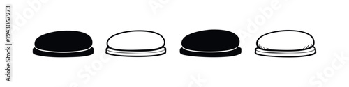 Minimalist snow globe or spherical object icons, various styles in black and white vector graphics.