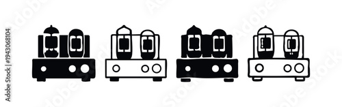 Vintage Vacuum Tube Amplifier Icons Set
