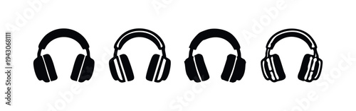 Modern Over-Ear Headphones Audio Device Icons