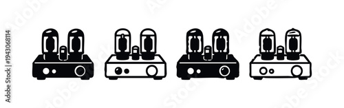 Classic Vacuum Tube Amplifier Icons Set