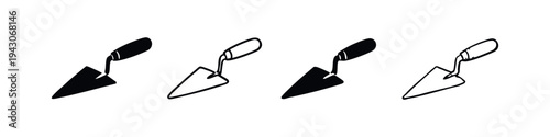Trowel Icon Set. Masonry and Gardening Tool Vector Collection. Builder and Garden Spatula Symbols.