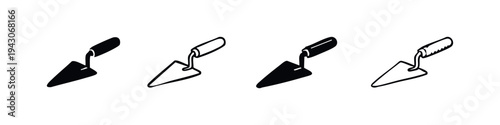 Construction Trowel Icons Set. Builder's Hand Tool Vector Collection. Work Equipment Symbols.