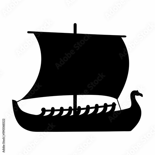 Ancient greek trireme warship silhouette