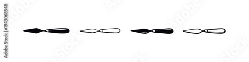 Artist Palette Knife Icons Set. Painting Tool Spatulas Collection for Creative Arts.