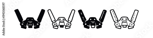 Toggle Clamp Industrial Holding Tool Icons Set