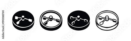 Network Router or Modem Device Icons Set, Wireless Internet Connectivity in Hand-drawn Style
