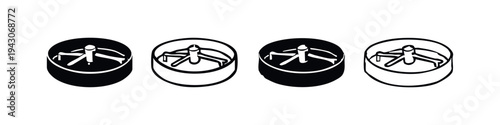 Wireless Internet Router Icons Set, Home Network Device Vector Illustrations in Black and White