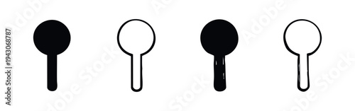 Simple Spoon Icons Set, Hand-drawn Cutlery Vector Elements in Black and White