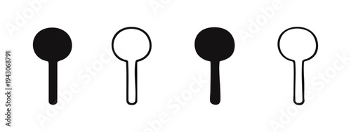Simple Spoon Icon Set. Minimalist Kitchen Cutlery Symbols in Solid and Outline Styles. Vector Illustration.