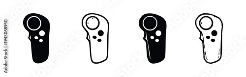 VR Controller or Handheld Remote Vector Icons Set - Virtual Reality Device Symbols