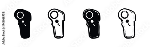 Ergonomic VR Controller or Handheld Gamepad Vector Icons Set - Virtual Reality Accessory