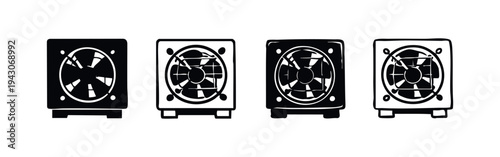 Computer power supply unit icon set, PC component for desktop computers.