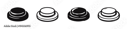 Set of black and white nested oval icons, abstract geometric shapes resembling stacked bowls or dishes from a top view.