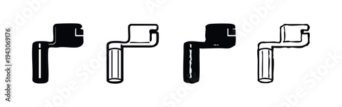 L-Shape Pipe Elbow Connector Icon Set. Industrial Plumbing Fitting Vector on White Background.