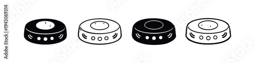 Round Cylindrical Puck or Disc Icon Set, Vector Illustration