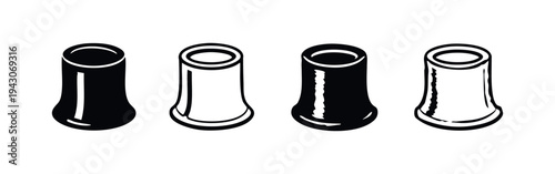 Small Cylindrical Thimble or Cap Icon Set, Vector Illustration