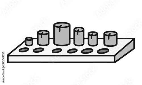 Montessori Knobbed Cylinder Blocks Sensory Educational Material Illustration