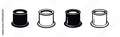 Industrial Bushing or Spacer Cylindrical Vector Icon Set