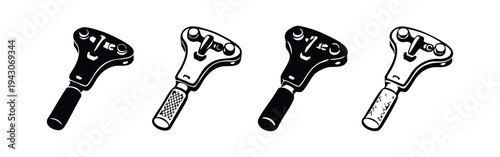 Watch Case Opener Tool with Textured Handle Vector Icon Set