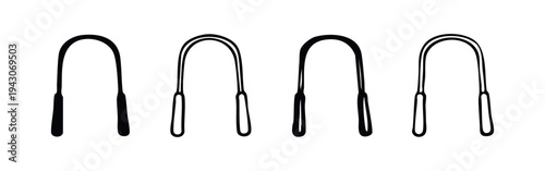 Tongue Scraper Icons Set. Oral Hygiene Tool Vector Symbols. Dental Health Black and White Illustration.