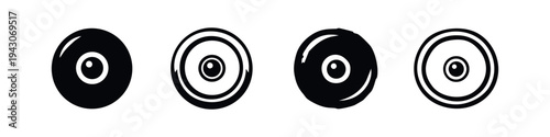 Eye Icons Set. Camera Lens Vector Symbols. Optical Sensor Black and White Illustration.