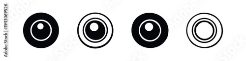 Minimalist Eye Icons Set. Simple Lens Vector Symbols. Abstract Optical Black and White Illustration.