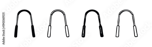 Tongue Scraper Icons Set. Oral Hygiene Tool Vector Symbols. Dental Health Black and White Illustration.