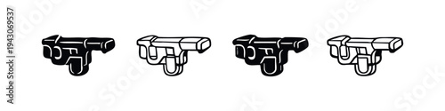 Hand Holding Gun Icon Set