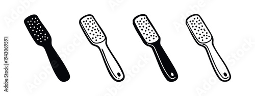 Foot Scraper or Callus Remover Vector Icon Set. Pedicure Implement for Smooth Feet.